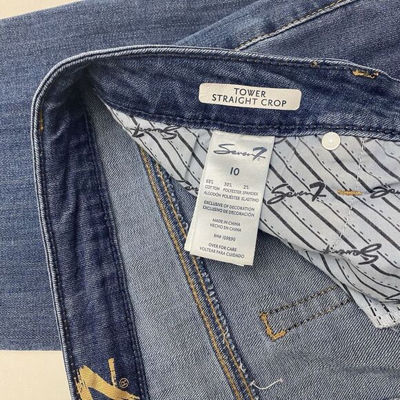 Seven 7 For All Mankind Tower Straight High-Rise Crop Jean Women's 10 Raw Hem - Picture 3 of 12